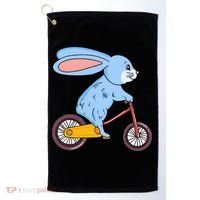 Funny Rabbit On Bicycle Mountain Biking Cycling Cyclist Golf Towel thumb 0