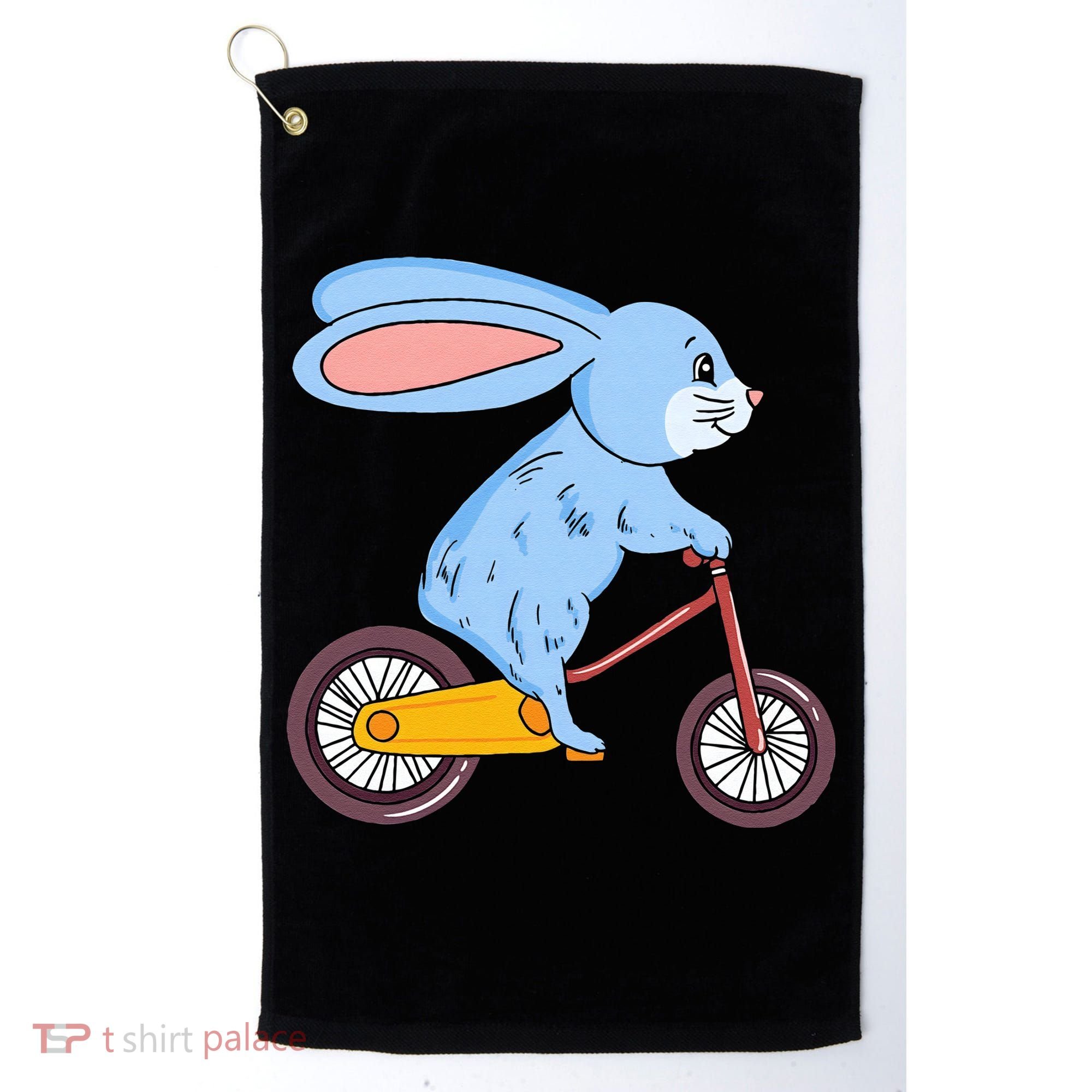 Funny Rabbit On Bicycle Mountain Biking Cycling Cyclist Golf Towel