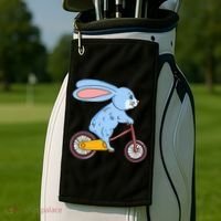 Funny Rabbit On Bicycle Mountain Biking Cycling Cyclist Golf Towel thumb 2