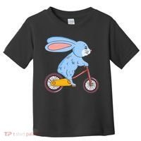 Funny Rabbit On Bicycle Mountain Biking Cycling Cyclist Toddler T-Shirt thumb 0
