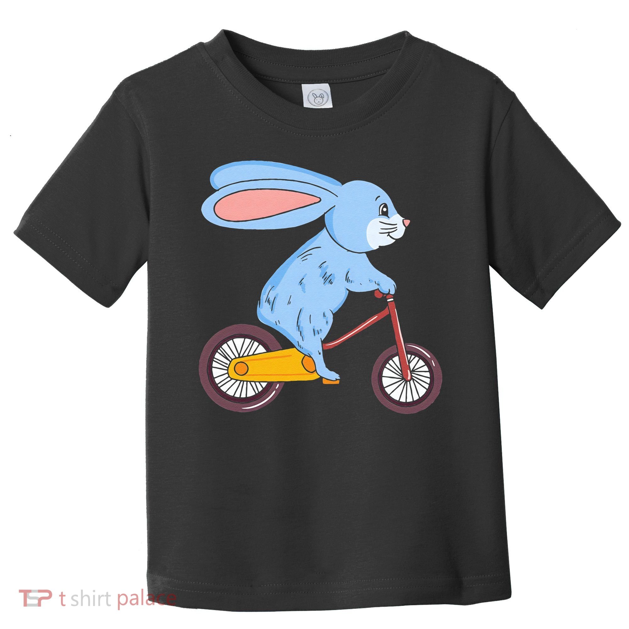Funny Rabbit On Bicycle Mountain Biking Cycling Cyclist Toddler T-Shirt
