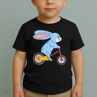 Funny Rabbit On Bicycle Mountain Biking Cycling Cyclist Toddler T-Shirt thumb 2
