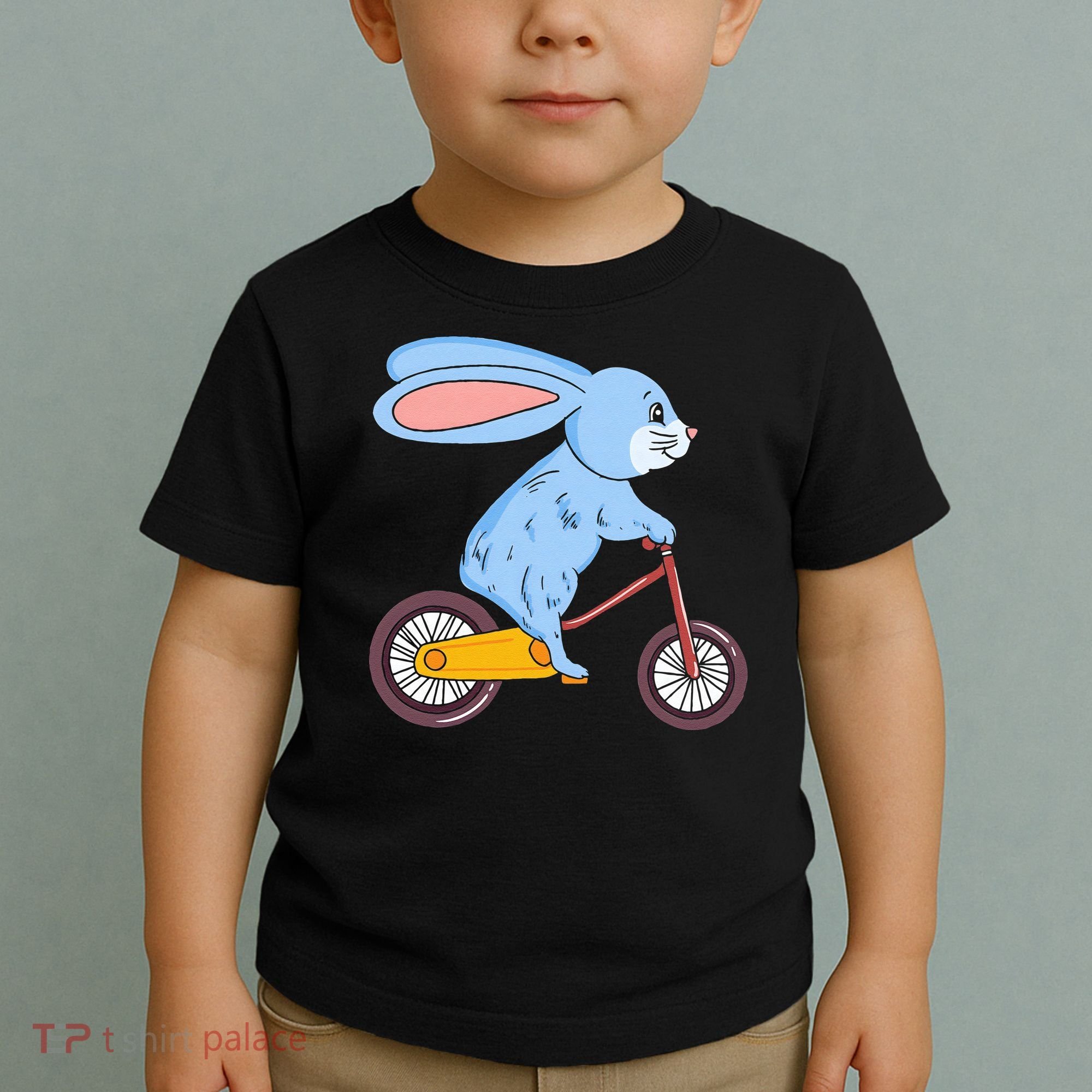 Funny Rabbit On Bicycle Mountain Biking Cycling Cyclist Toddler T-Shirt