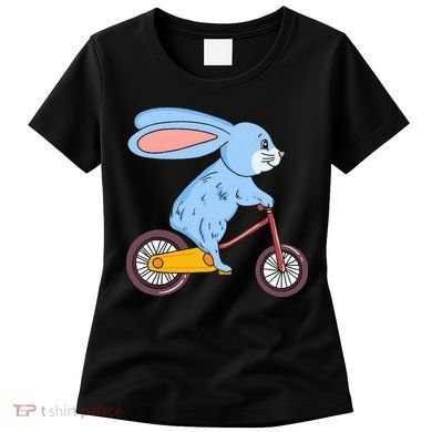 Funny Rabbit On Bicycle Mountain Biking Cycling Cyclist Women's T-Shirt