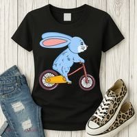 Funny Rabbit On Bicycle Mountain Biking Cycling Cyclist Women's T-Shirt thumb 3
