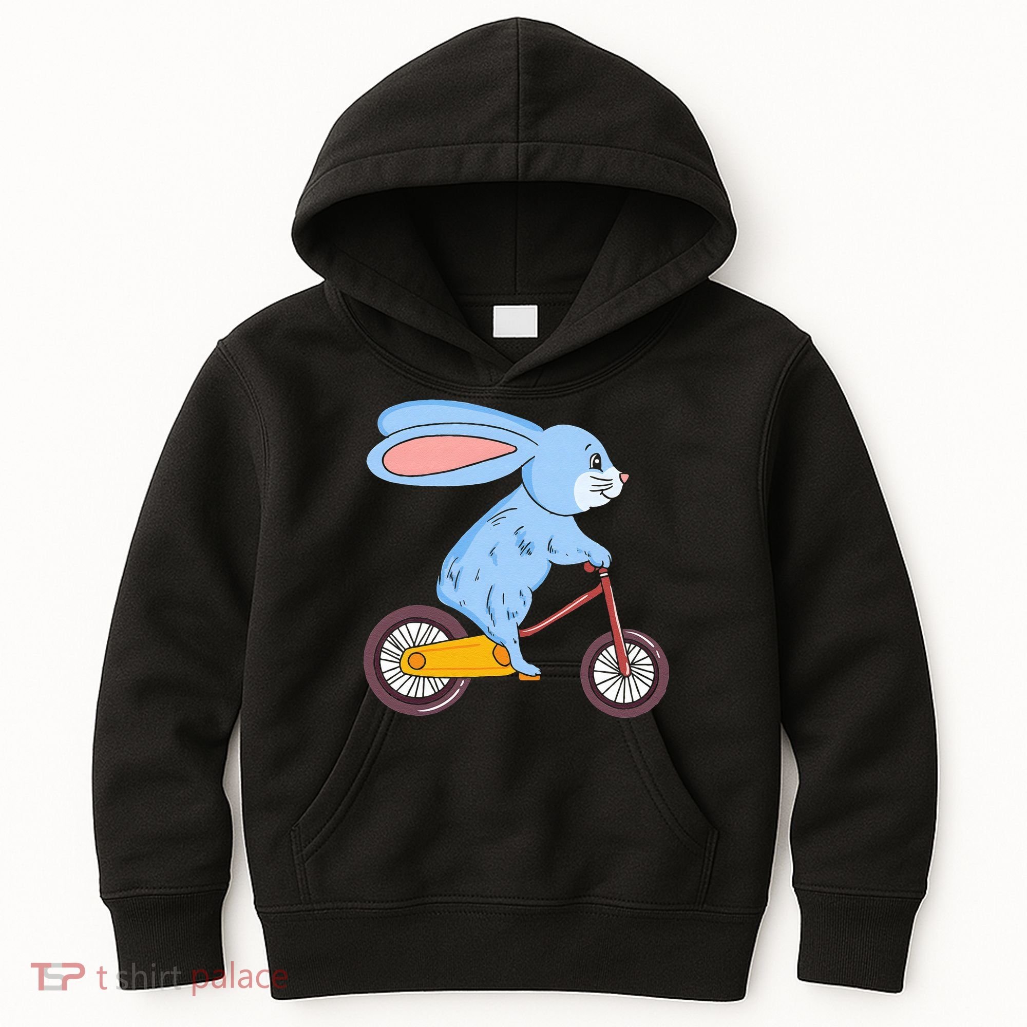Funny Rabbit On Bicycle Mountain Biking Cycling Cyclist Kids Hoodie