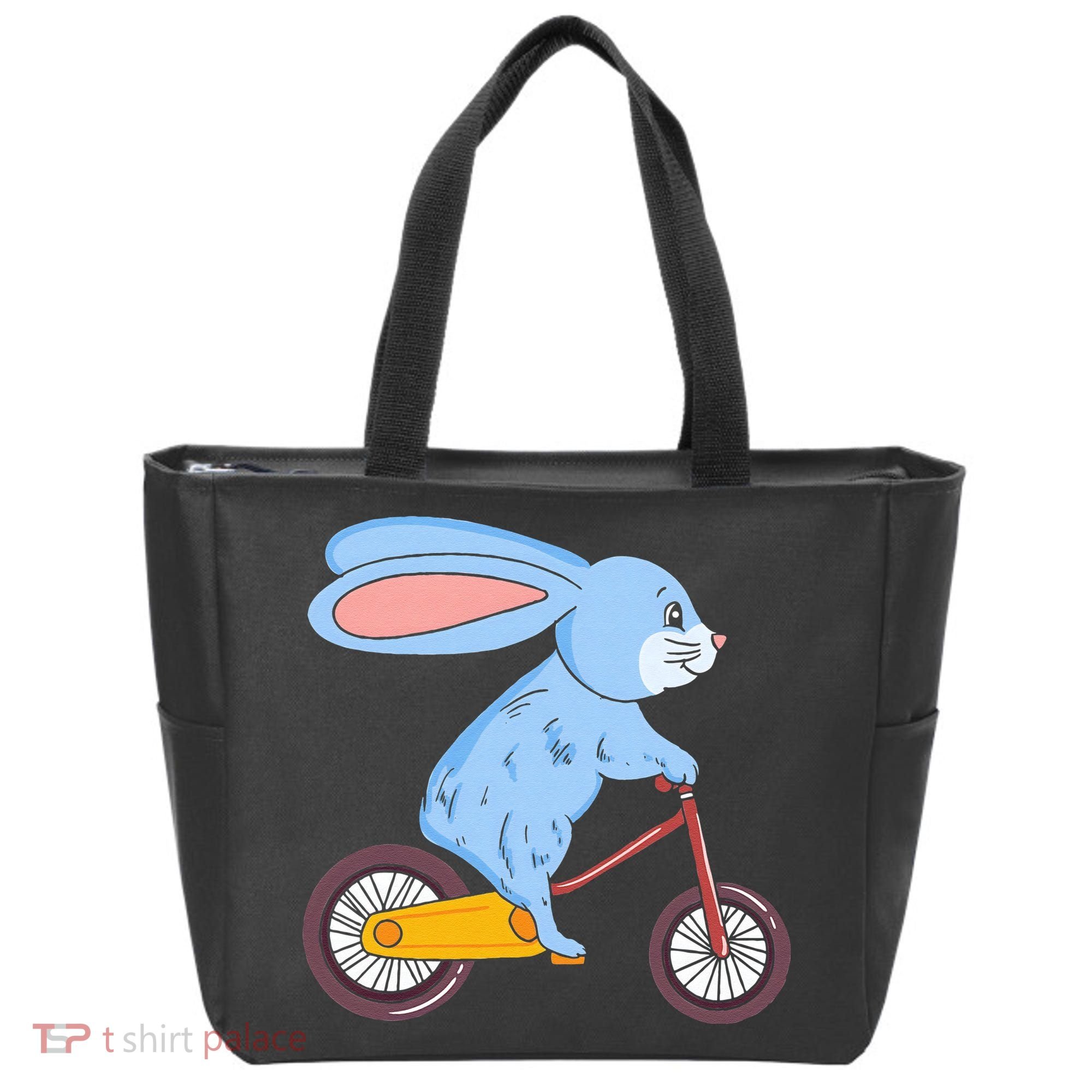 Funny Rabbit On Bicycle Mountain Biking Cycling Cyclist Tote Bag