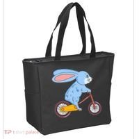 Funny Rabbit On Bicycle Mountain Biking Cycling Cyclist Tote Bag thumb 2