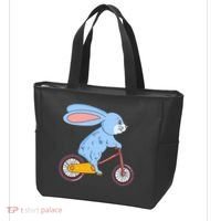 Funny Rabbit On Bicycle Mountain Biking Cycling Cyclist Tote Bag thumb 3