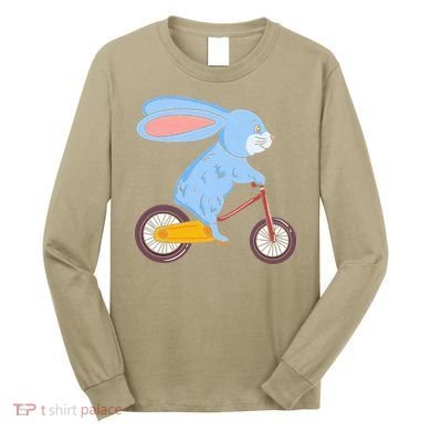 Funny Rabbit On Bicycle Mountain Biking Cycling Cyclist Long Sleeve Shirt