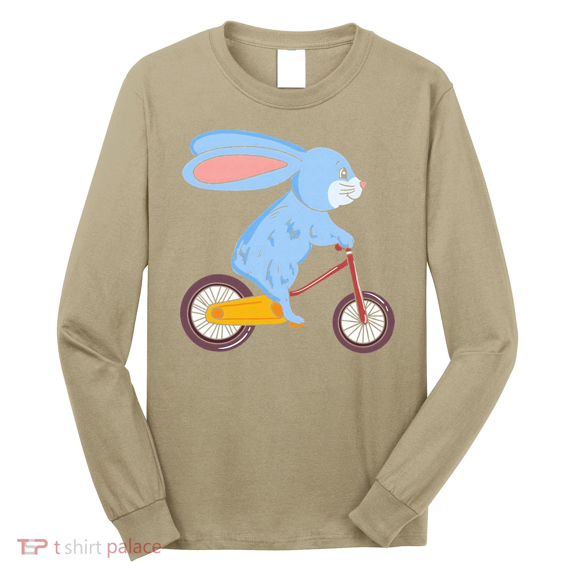 Funny Rabbit On Bicycle Mountain Biking Cycling Cyclist Long Sleeve Shirt