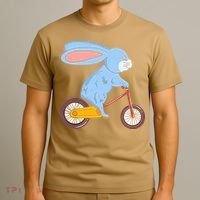 Funny Rabbit On Bicycle Mountain Biking Cycling Cyclist T-Shirt thumb 3