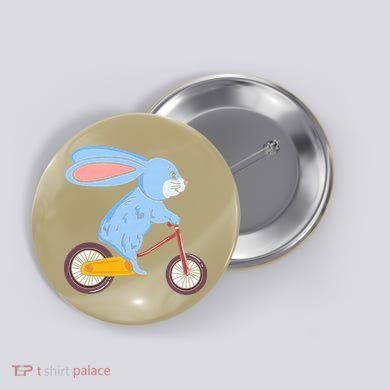 Funny Rabbit On Bicycle Mountain Biking Cycling Cyclist Button