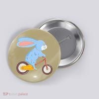 Funny Rabbit On Bicycle Mountain Biking Cycling Cyclist Button thumb 0