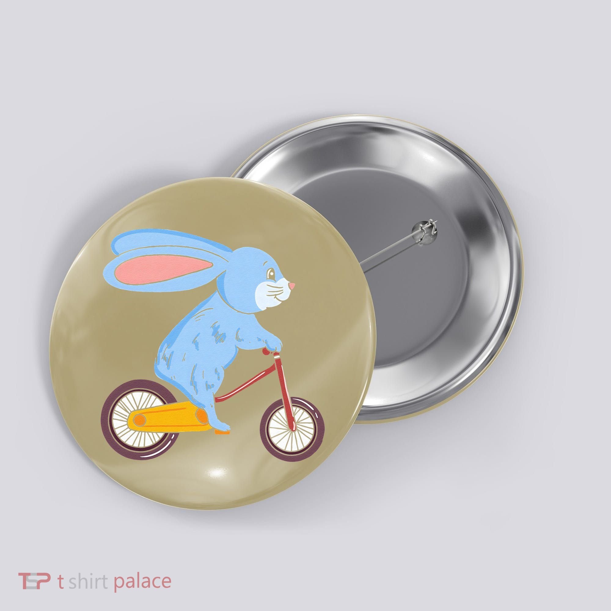 Funny Rabbit On Bicycle Mountain Biking Cycling Cyclist Button