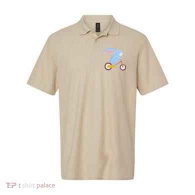 Funny Rabbit On Bicycle Mountain Biking Cycling Cyclist Polo