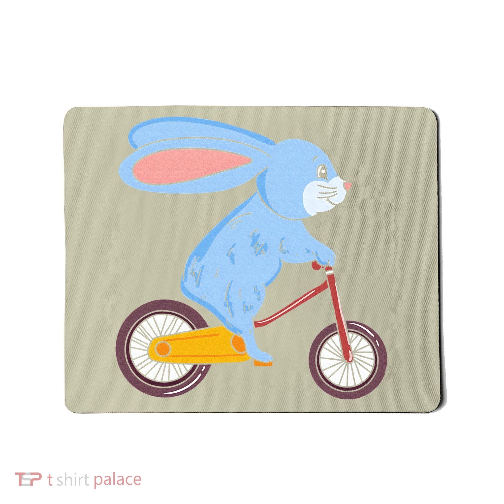 Funny Rabbit On Bicycle Mountain Biking Cycling Cyclist Mousepad