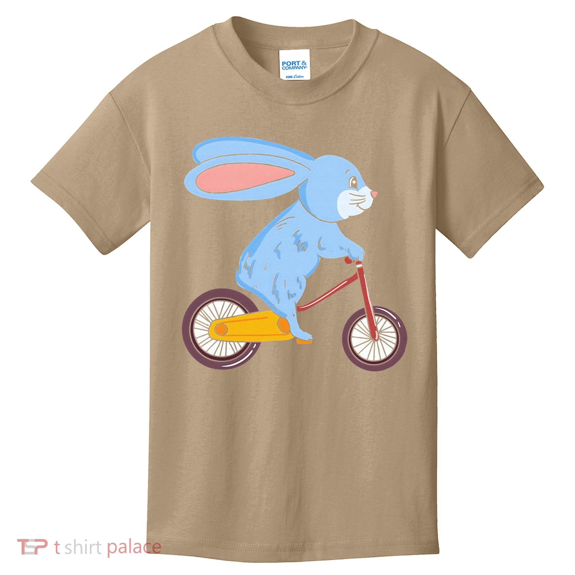 Funny Rabbit On Bicycle Mountain Biking Cycling Cyclist Kids T-Shirt