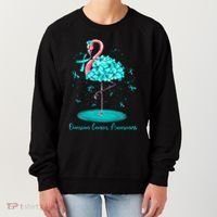 Flamingo Ribbon Ovarian Cancer Awareness Women's Sweatshirt thumb 0