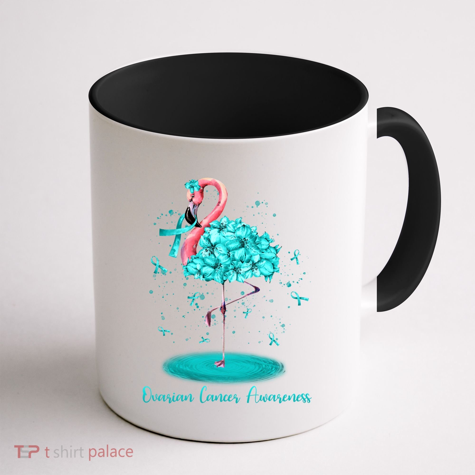 Flamingo Ribbon Ovarian Cancer Awareness Coffee Mug