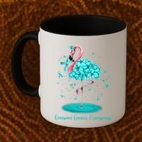 Flamingo Ribbon Ovarian Cancer Awareness Coffee Mug thumb 2
