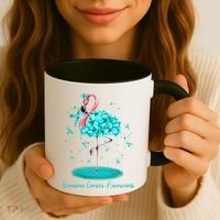 Flamingo Ribbon Ovarian Cancer Awareness Coffee Mug thumb 3