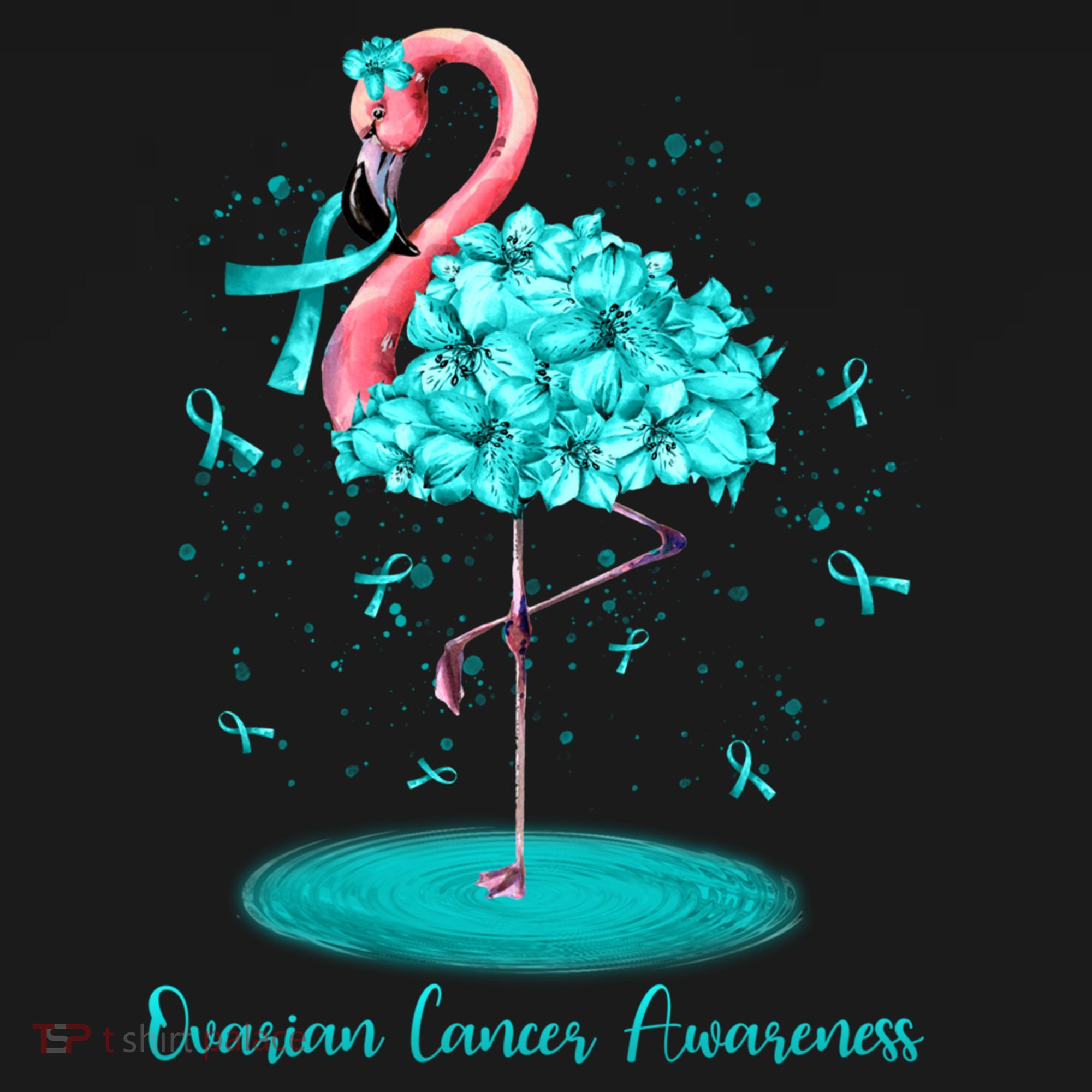 Flamingo Ribbon Ovarian Cancer Awareness Women's Hoodie