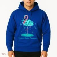Flamingo Ribbon Ovarian Cancer Awareness Hoodie thumb 2