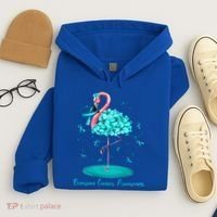 Flamingo Ribbon Ovarian Cancer Awareness Hoodie thumb 4