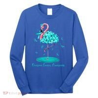 Flamingo Ribbon Ovarian Cancer Awareness Long Sleeve Shirt thumb 0