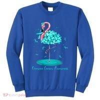 Flamingo Ribbon Ovarian Cancer Awareness Sweatshirt thumb 0