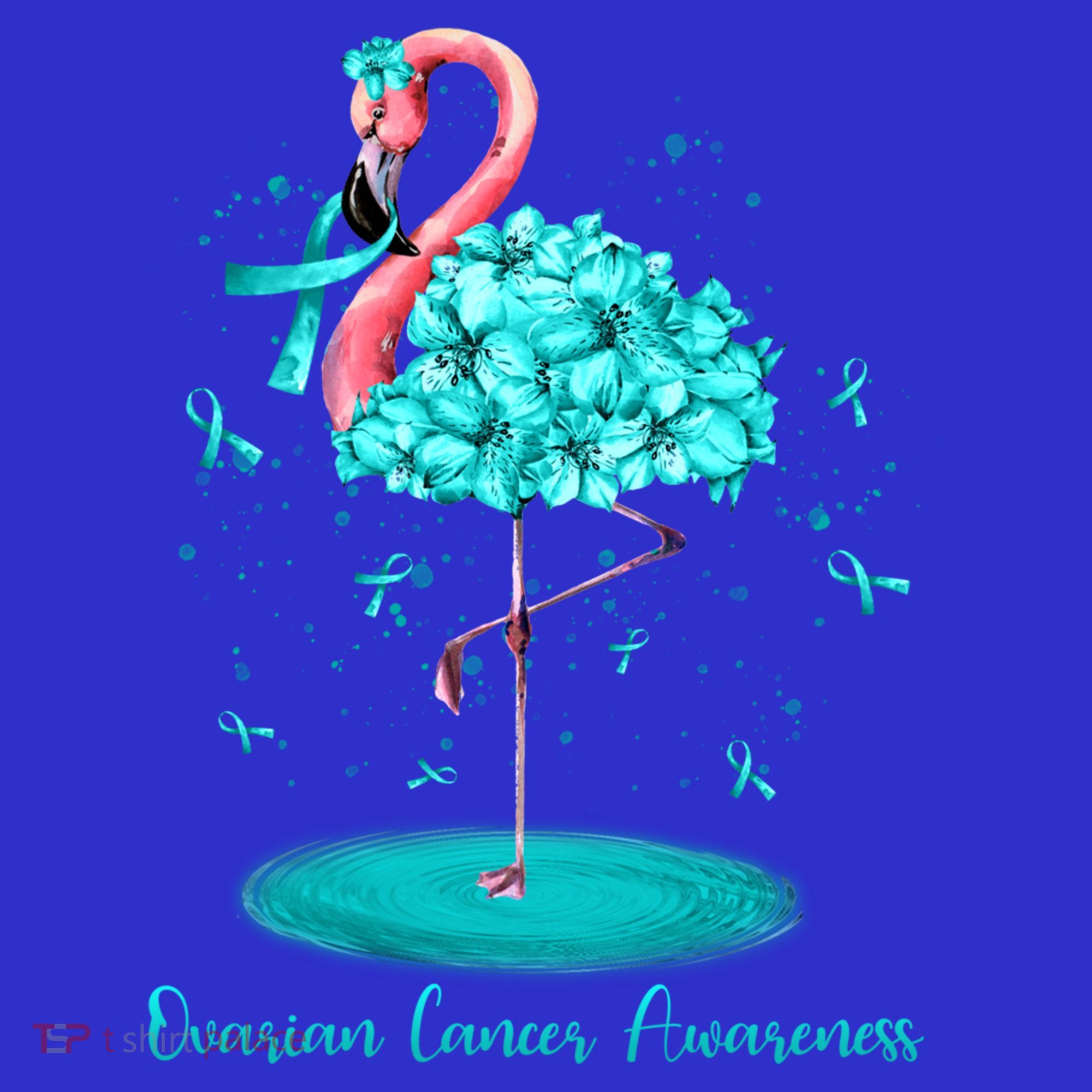Flamingo Ribbon Ovarian Cancer Awareness Sweatshirt