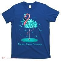 Flamingo Ribbon Ovarian Cancer Awareness T-Shirt thumb 0