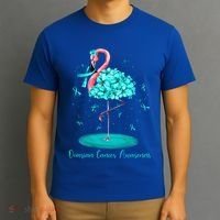 Flamingo Ribbon Ovarian Cancer Awareness T-Shirt thumb 3