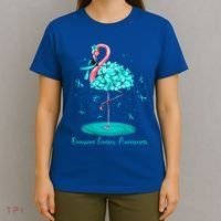 Flamingo Ribbon Ovarian Cancer Awareness T-Shirt thumb 4