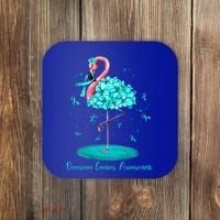 Flamingo Ribbon Ovarian Cancer Awareness Coaster thumb 0