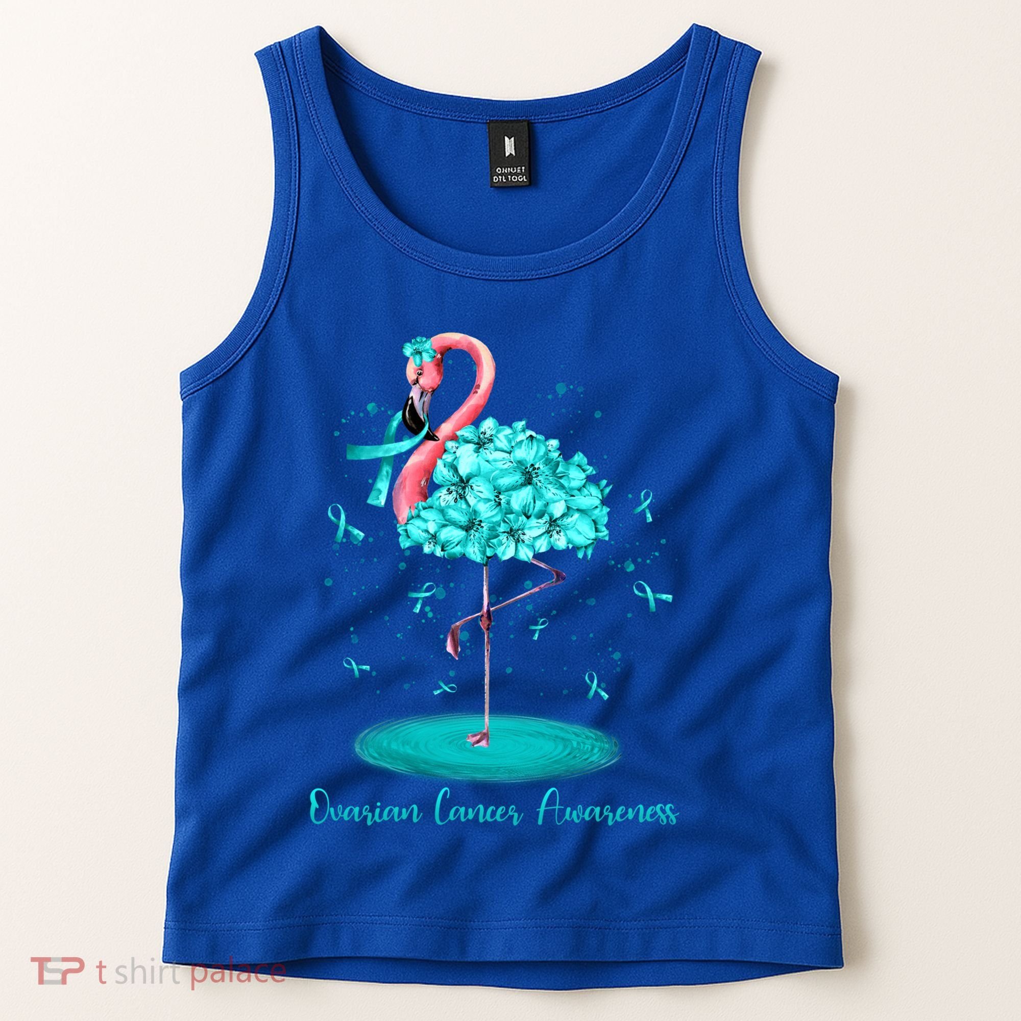 Flamingo Ribbon Ovarian Cancer Awareness Tank Top