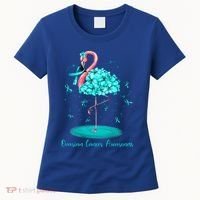 Flamingo Ribbon Ovarian Cancer Awareness Women's T-Shirt thumb 0