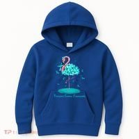 Flamingo Ribbon Ovarian Cancer Awareness Kids Hoodie thumb 0