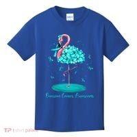 Flamingo Ribbon Ovarian Cancer Awareness Kids T-Shirt thumb 0