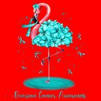 Flamingo Ribbon Ovarian Cancer Awareness Santa Hat thumb 1