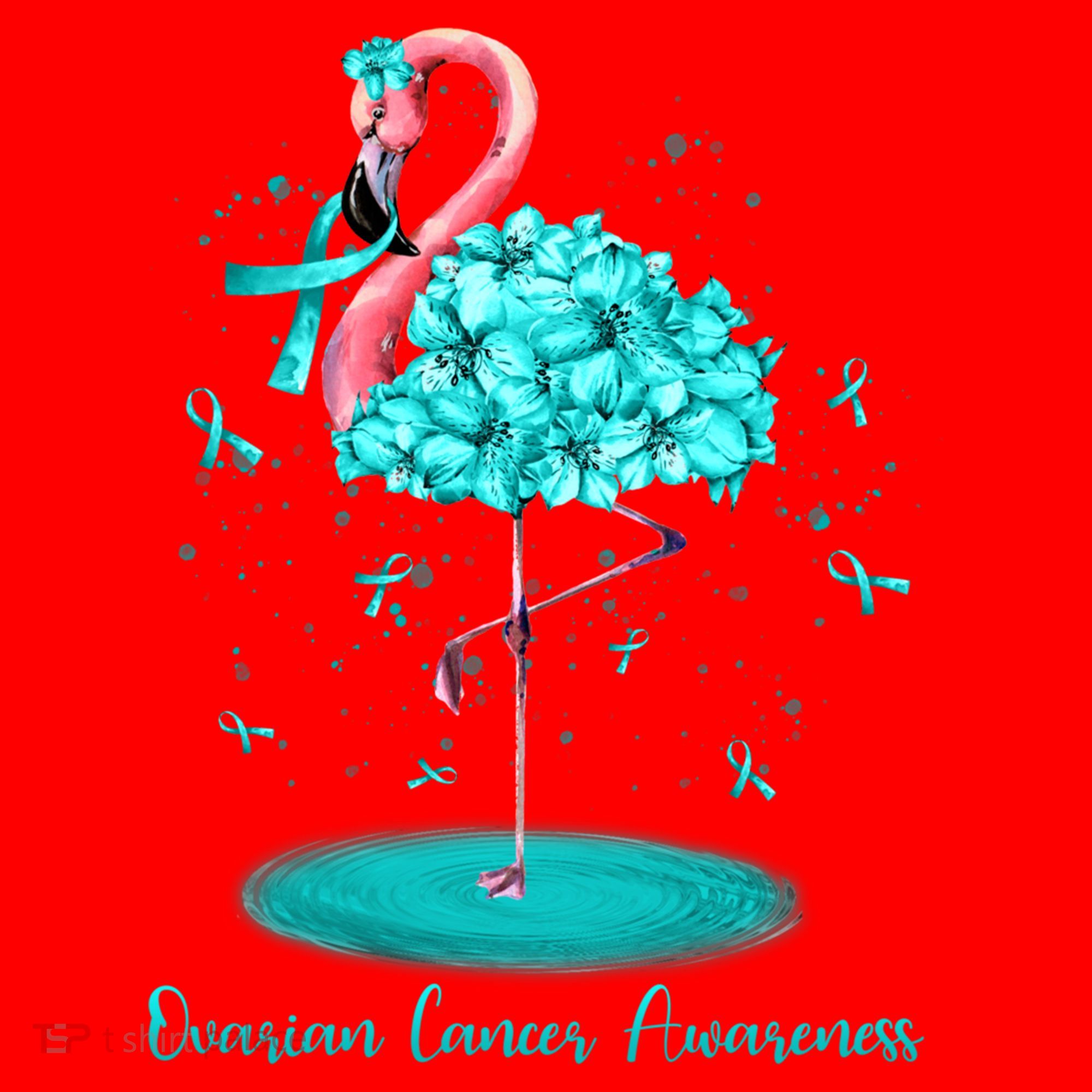 Flamingo Ribbon Ovarian Cancer Awareness Santa Hat