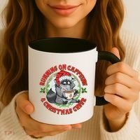 Funny Running On Caffeine And Christmas Cheer Coffee Raccoon Coffee Mug thumb 3