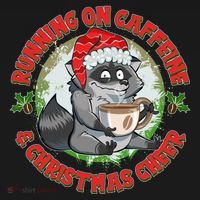Funny Running On Caffeine And Christmas Cheer Coffee Raccoon Women's Hoodie thumb 2
