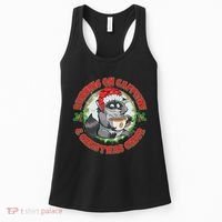 Funny Running On Caffeine And Christmas Cheer Coffee Raccoon Women's Tank Top thumb 0