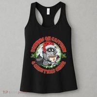 Funny Running On Caffeine And Christmas Cheer Coffee Raccoon Women's Tank Top thumb 3