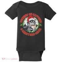 Funny Running On Caffeine And Christmas Cheer Coffee Raccoon Baby Bodysuit thumb 0