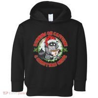 Funny Running On Caffeine And Christmas Cheer Coffee Raccoon Toddler Hoodie thumb 0