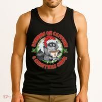 Funny Running On Caffeine And Christmas Cheer Coffee Raccoon Tank Top thumb 3
