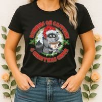 Funny Running On Caffeine And Christmas Cheer Coffee Raccoon Women's T-Shirt thumb 2